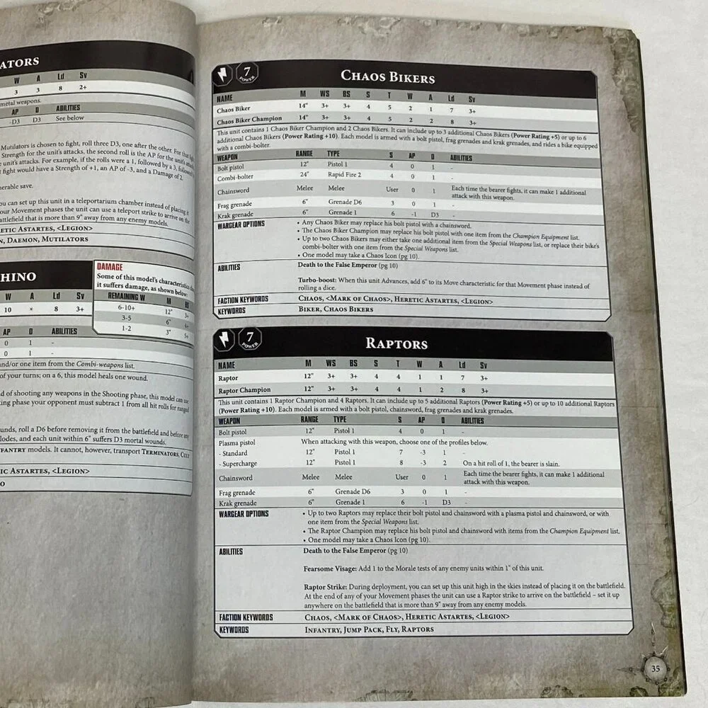 Warhammer 40K Index Chaos Heretic Astartes Daemons Book Rare Wargame Guide